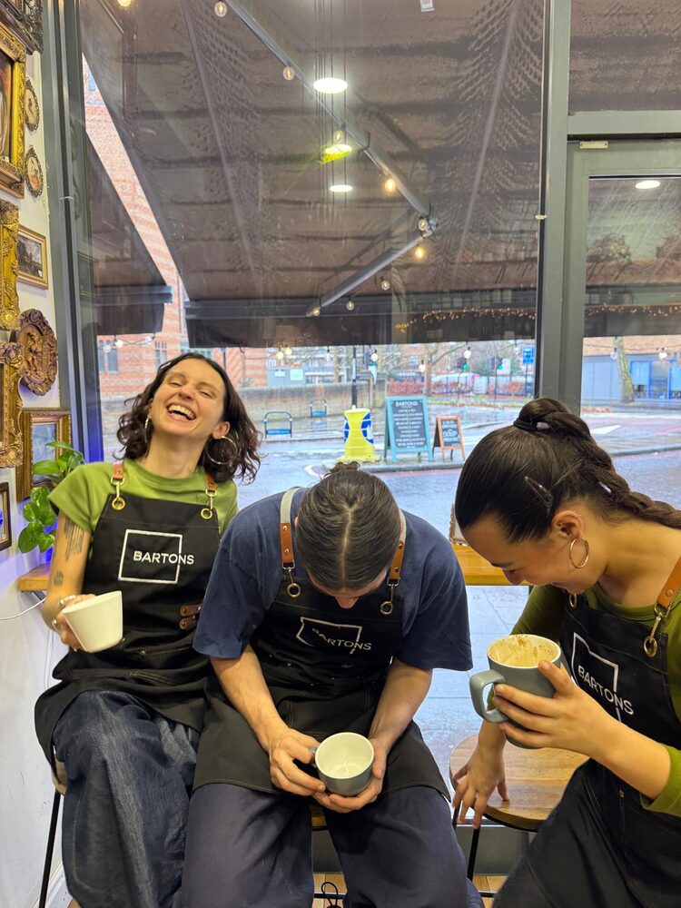 The Bartons team on a coffee break