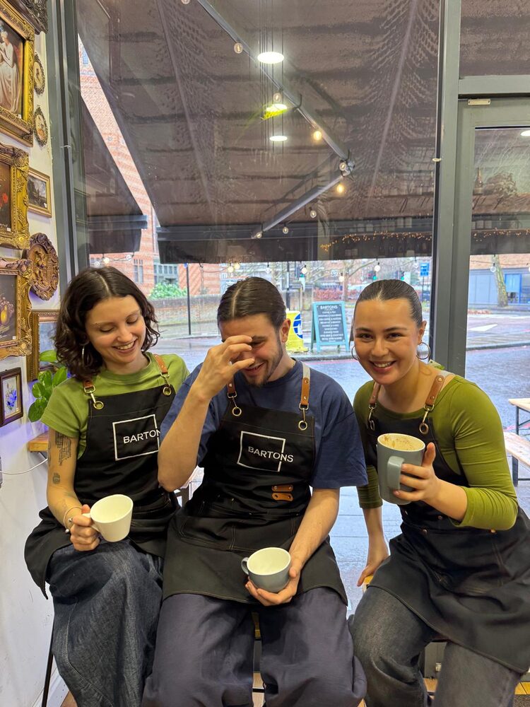 The team sharing a laugh